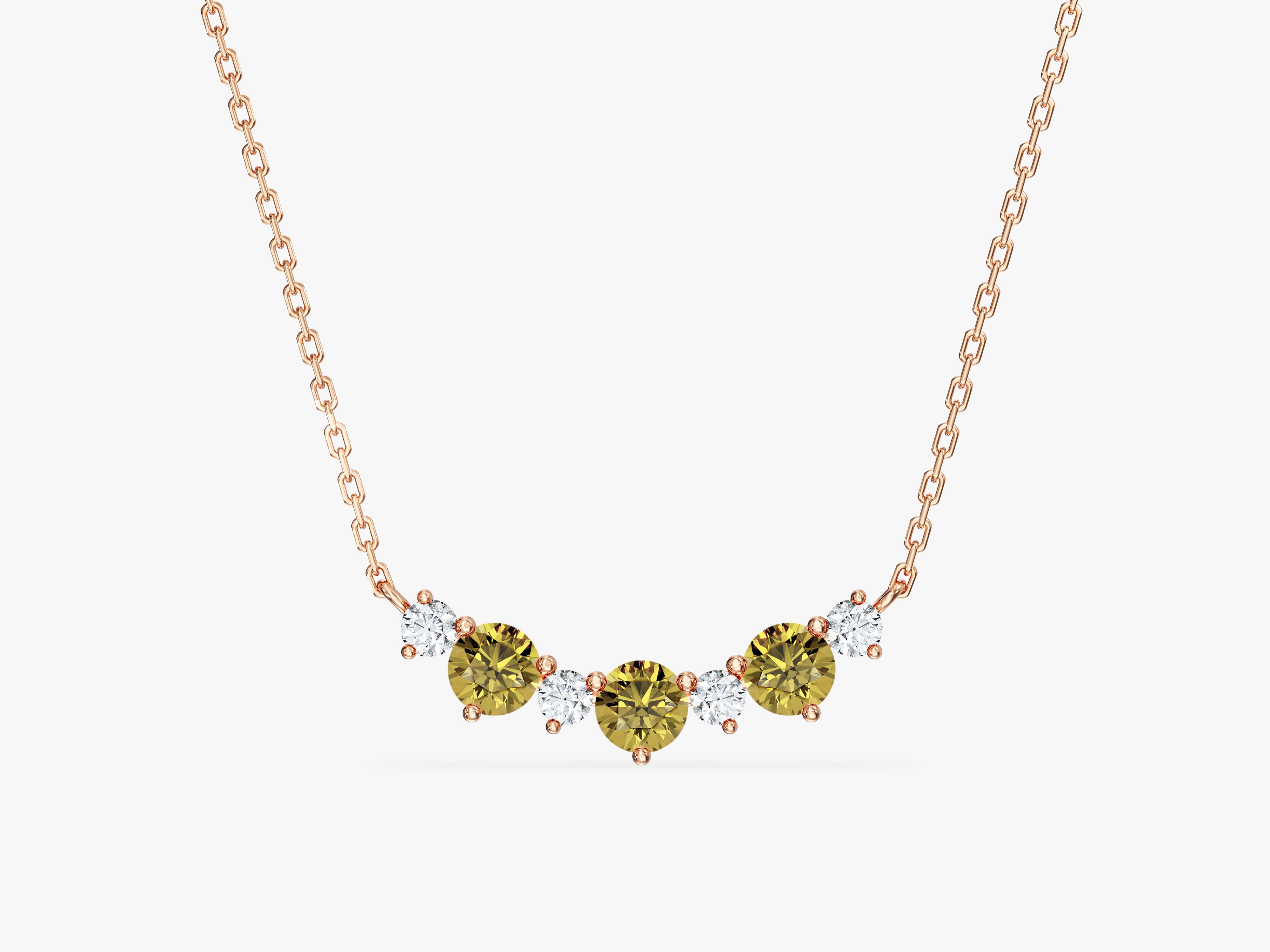 Peridot Trio Prong Necklace in 14k Solid Gold