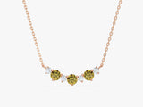 Peridot Trio Prong Necklace in 14k Solid Gold