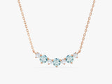Aquamarine Trio Prong Necklace in 14k Solid Gold