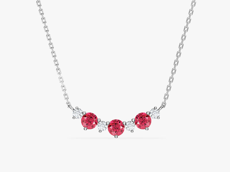 Ruby Trio Prong Necklace in 14k Solid Gold