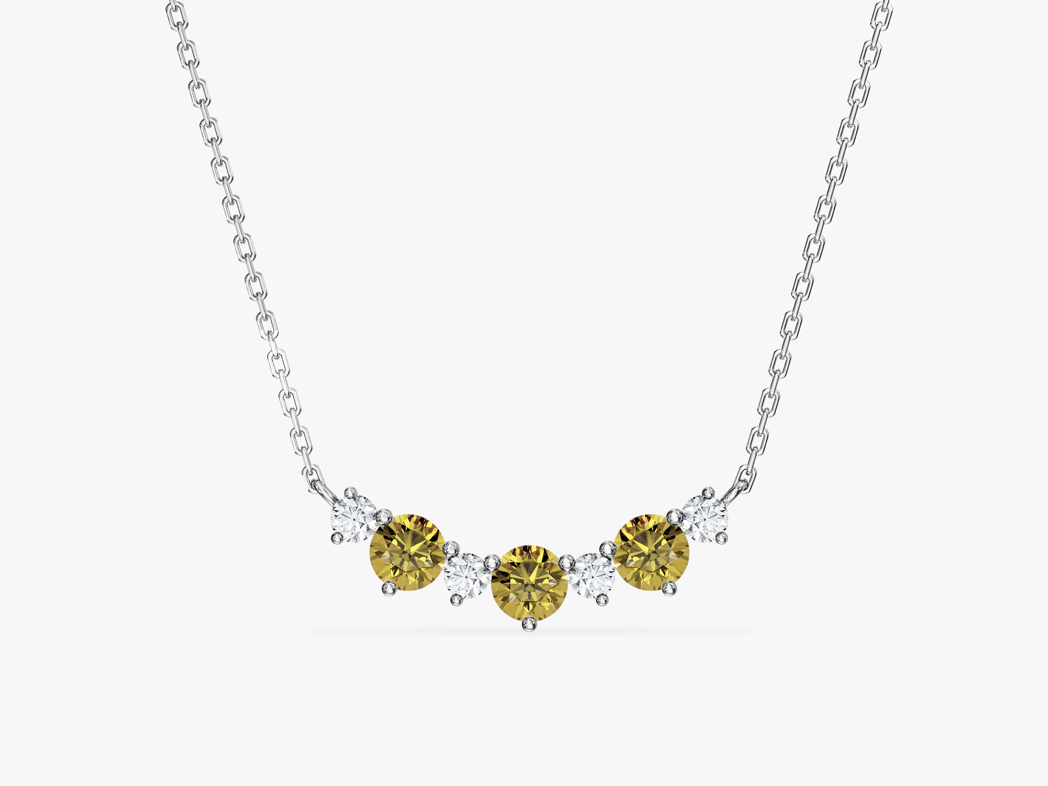 Peridot Trio Prong Necklace in 14k Solid Gold