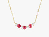 Ruby Trio Prong Necklace in 14k Solid Gold
