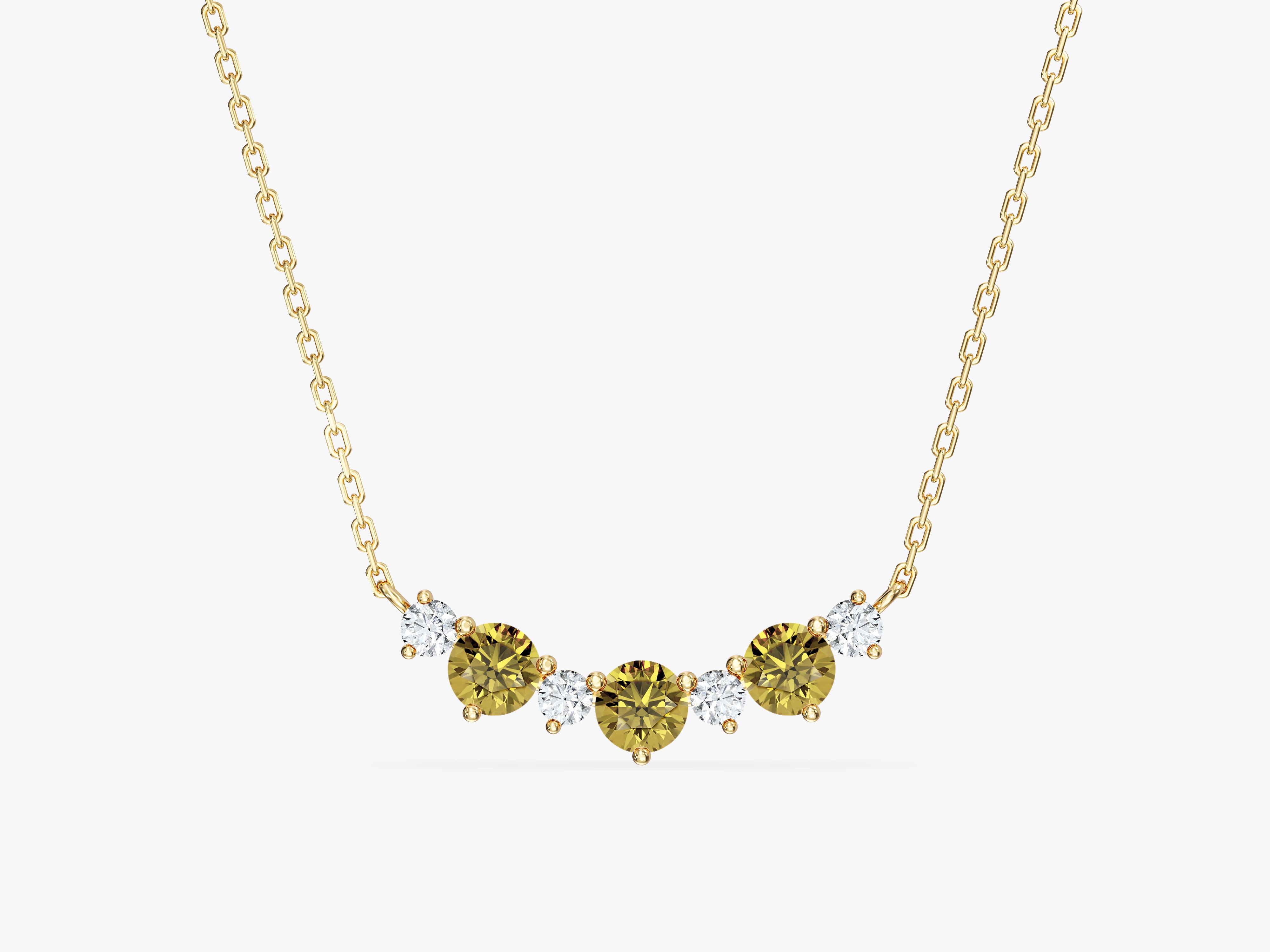Peridot Trio Prong Necklace in 14k Solid Gold