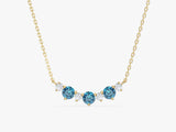 Blue Topaz Trio Prong Necklace in 14k Solid Gold