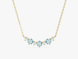 Aquamarine Trio Prong Necklace in 14k Solid Gold