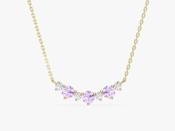 Alexandrite Trio Prong Necklace in 14k Solid Gold