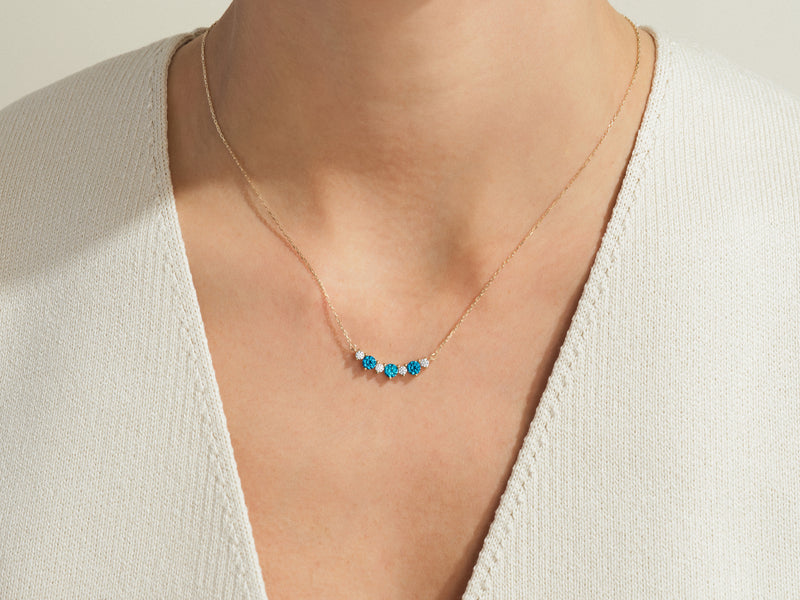 Ruby Trio Prong Necklace in 14k Solid Gold
