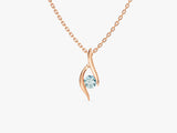 Single Stone Aquamarine Pendant Necklace in 14k Solid Gold
