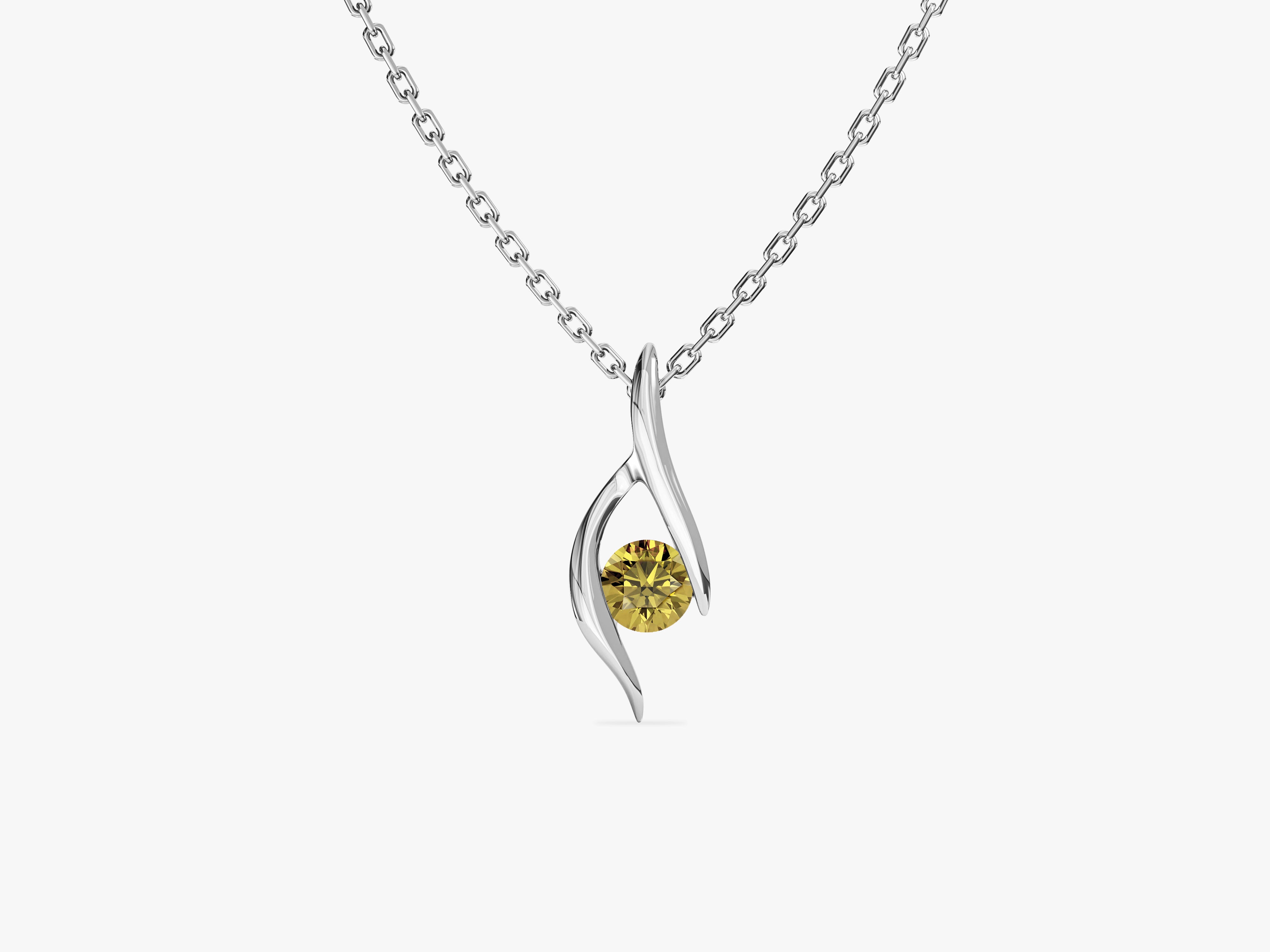 Single Stone Peridot Pendant Necklace in 14k Solid Gold