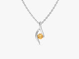 Single Stone Citrine Pendant Necklace in 14k Solid Gold