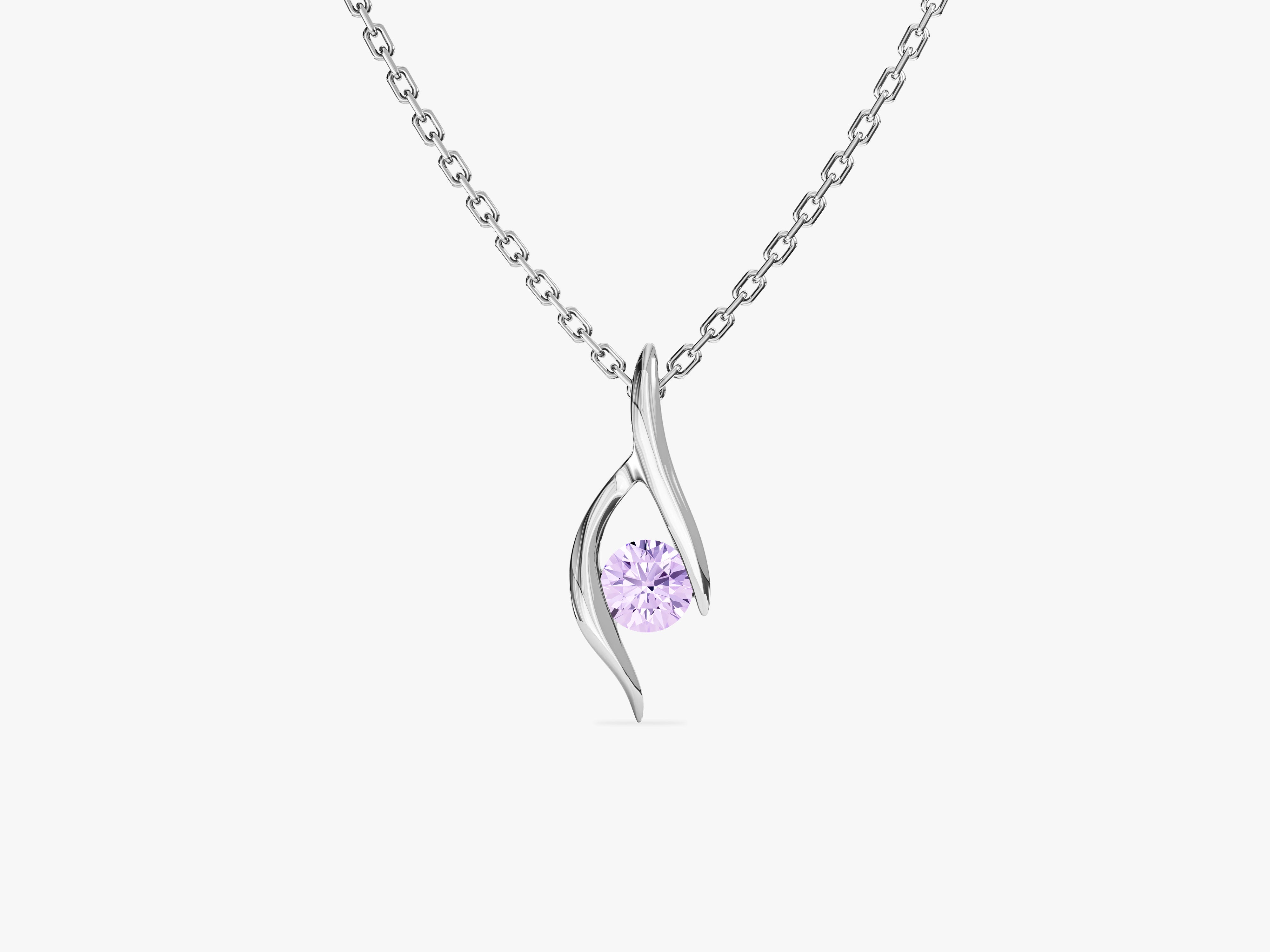 Single Stone Alexandrite Pendant Necklace in 14k Solid Gold