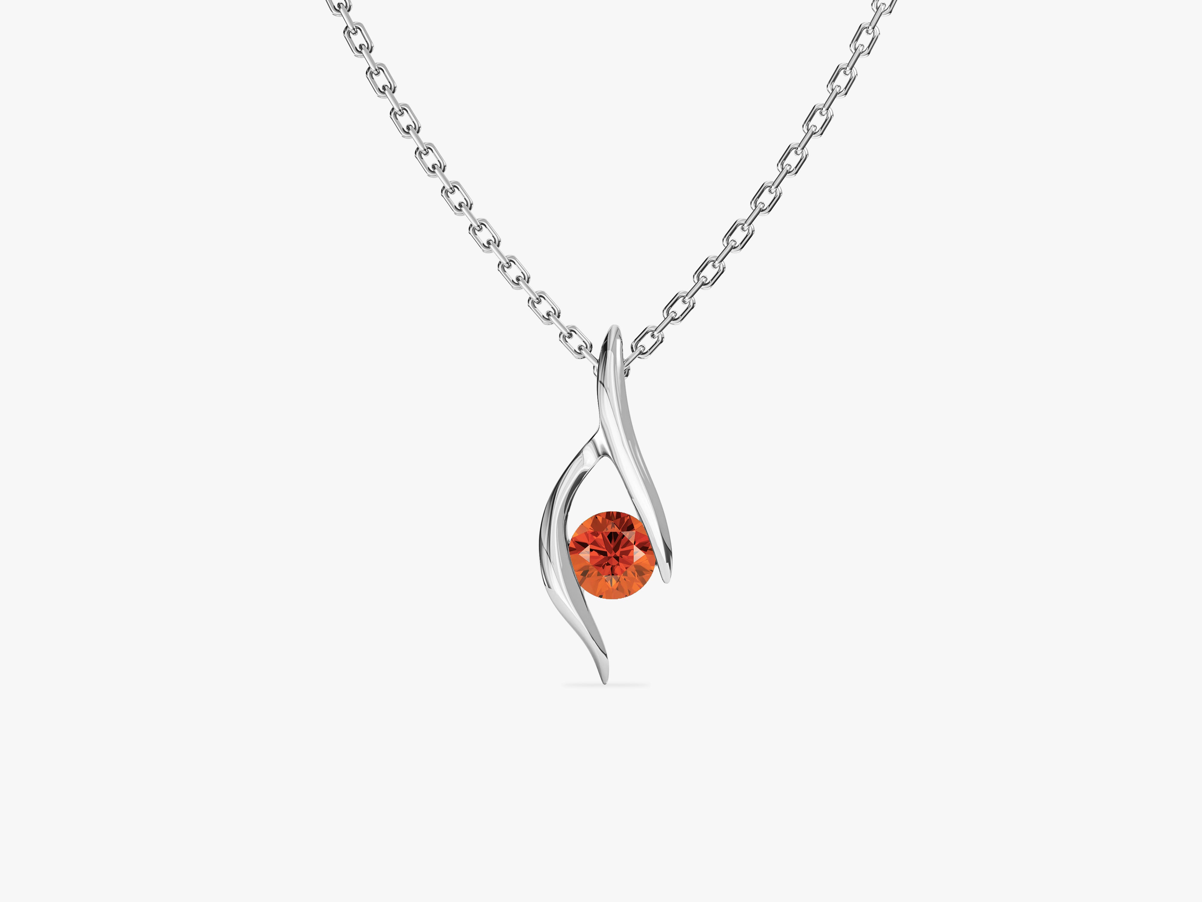 Single Stone Garnet Pendant Necklace in 14k Solid Gold