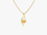 Single Stone Citrine Pendant Necklace in 14k Solid Gold