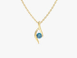 Single Stone Blue Topaz Pendant Necklace in 14k Solid Gold