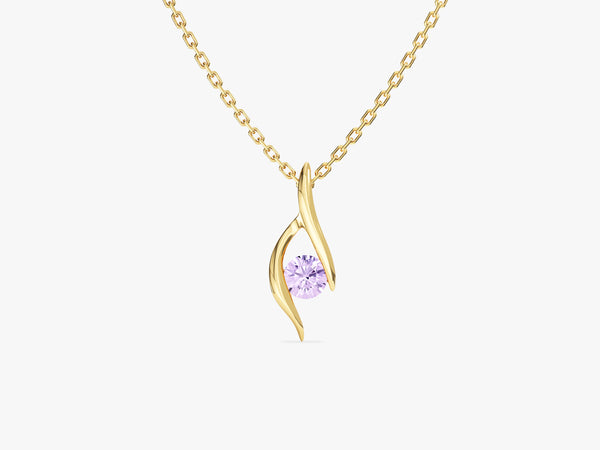 Single Stone Alexandrite Pendant Necklace in 14k Solid Gold