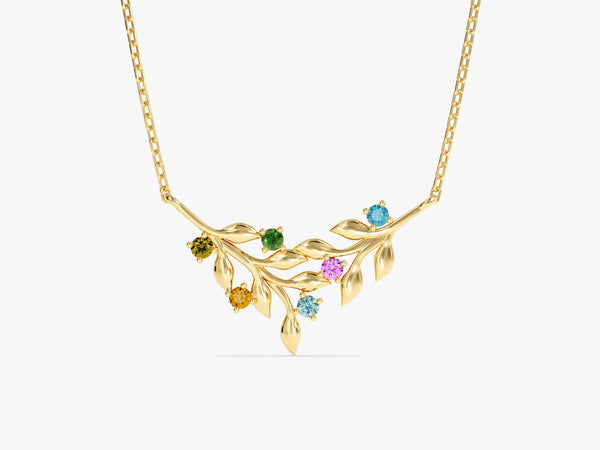 Floral Multi Birthstone Necklace