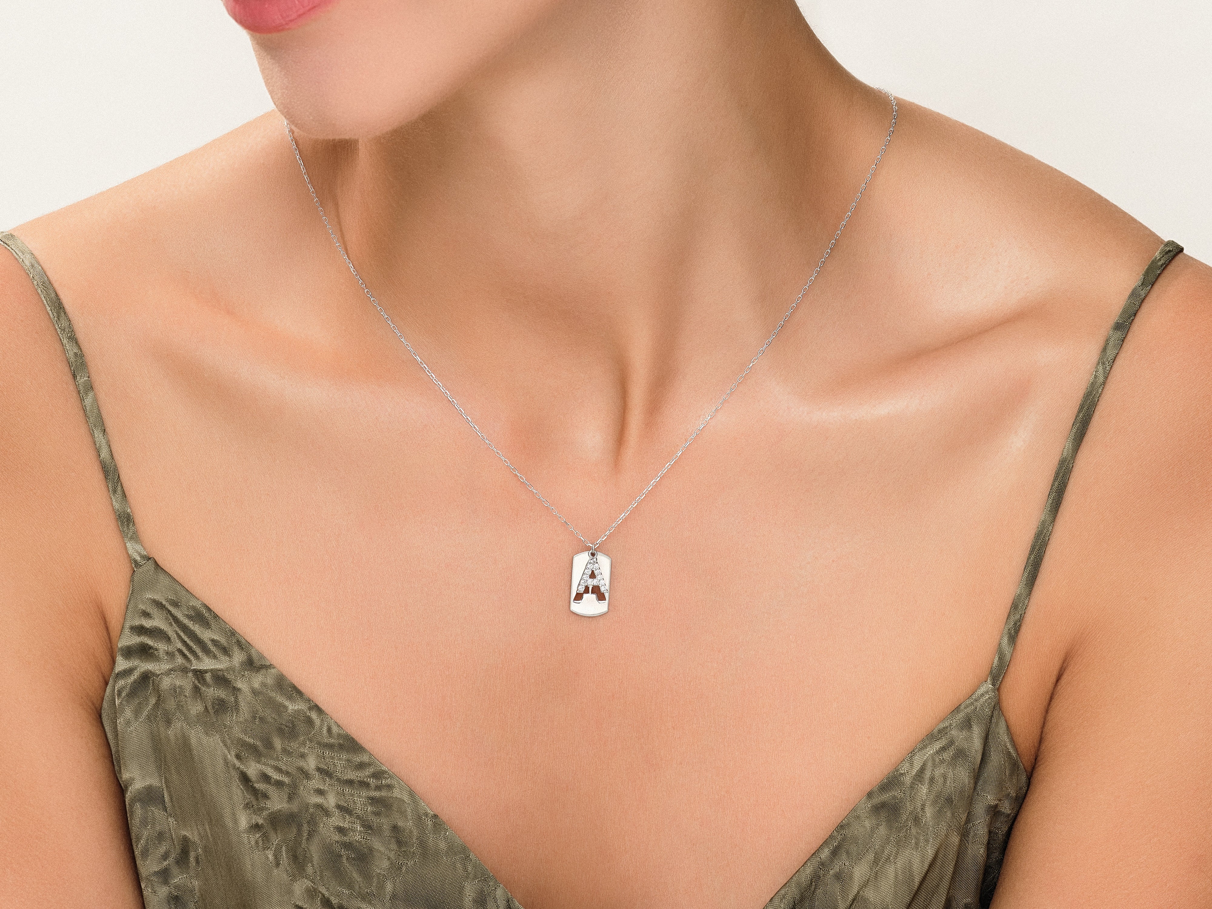 Diamond initial 'A' pendant necklace for jewelry lovers