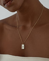 White Enamel Initial Necklace with Birthstone