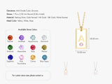 White Enamel Initial Letter Necklace with Birthstone