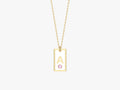 White Enamel Initial Necklace with Birthstone