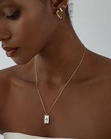 White Enamel Initial Necklace with Birthstone