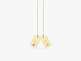 Initial Letter Tag Birthstone Necklace