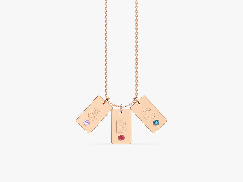Initial Letter Tag Birthstone Necklace