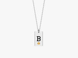 Initial Letter Tag Birthstone Necklace