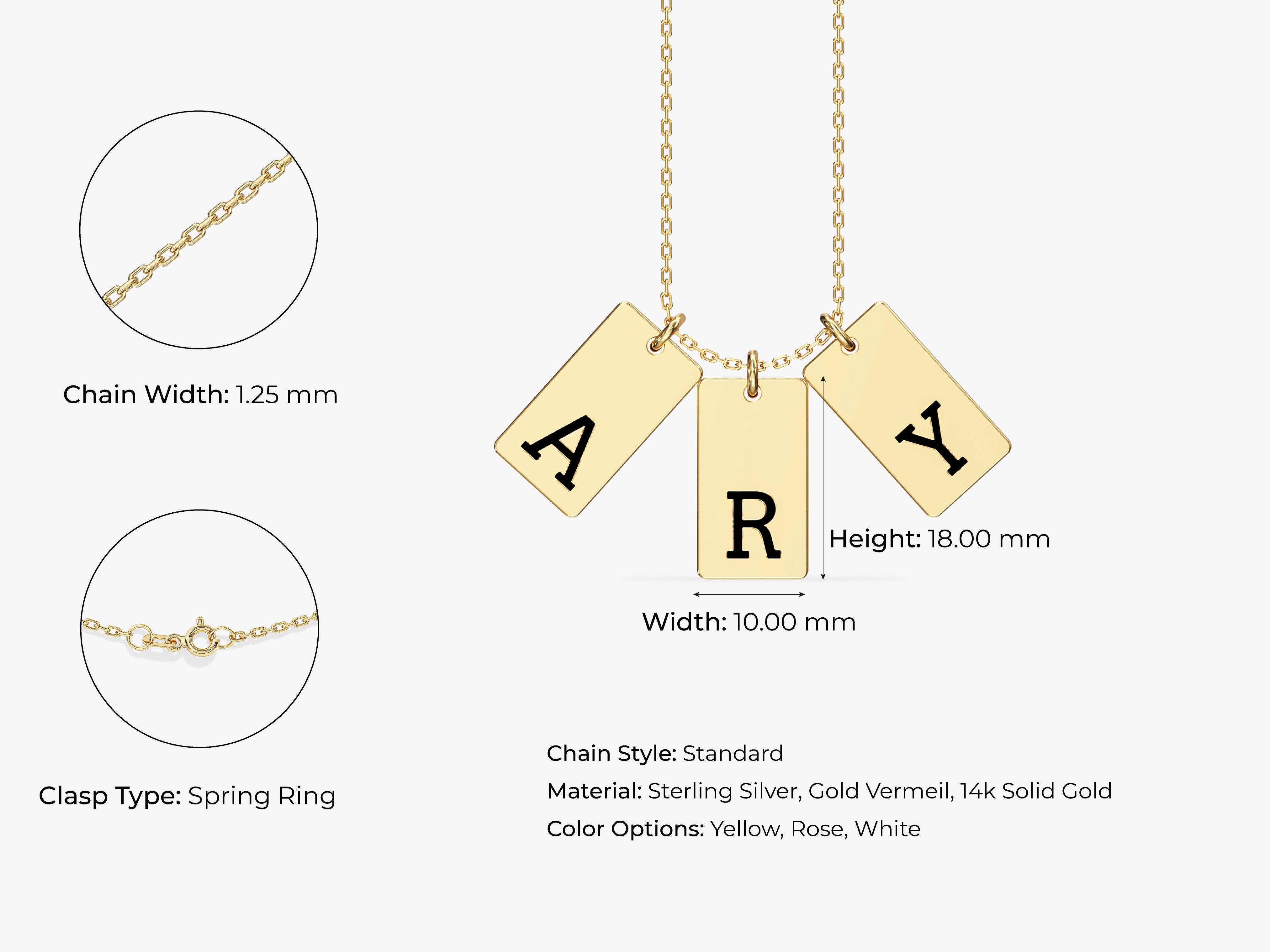 Gold initial necklace with spring ring clasp