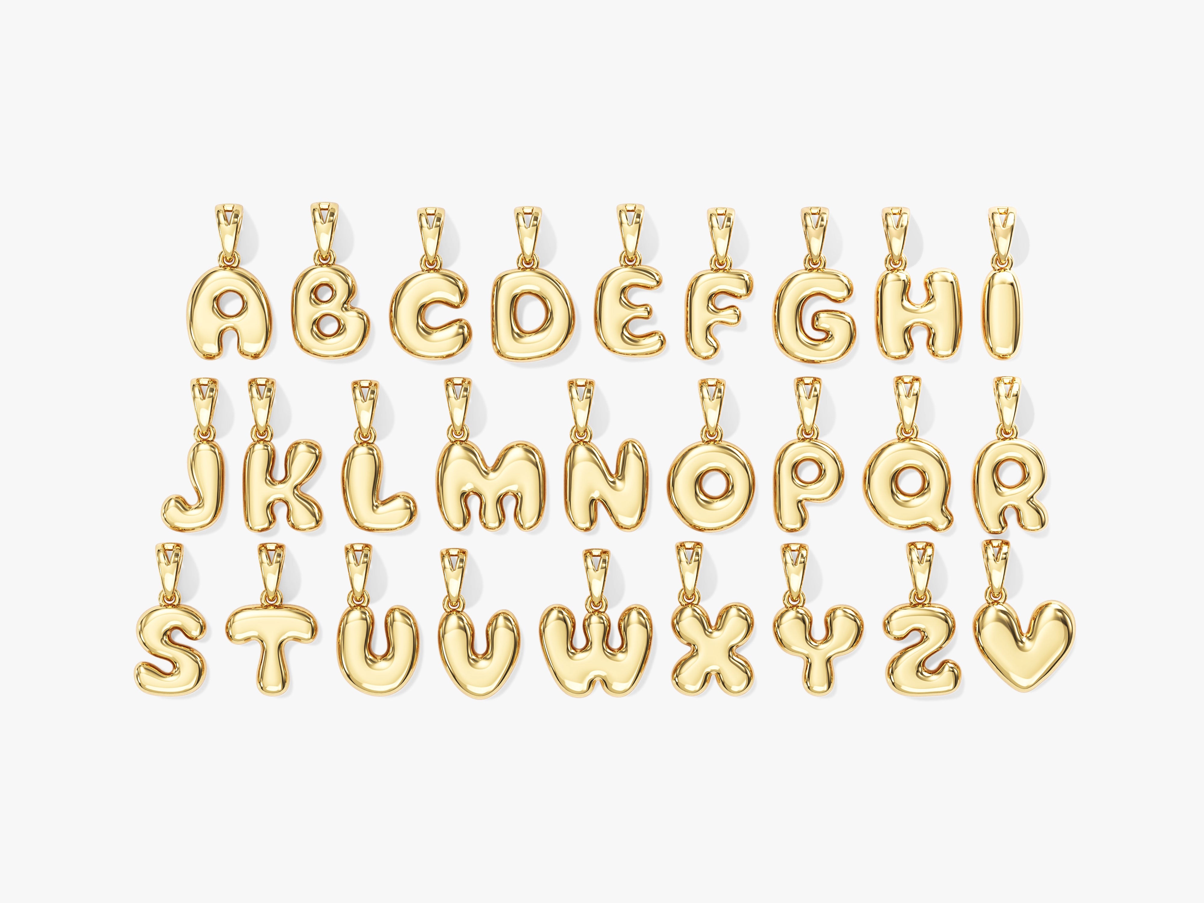 Gold alphabet letter pendants jewelry collection