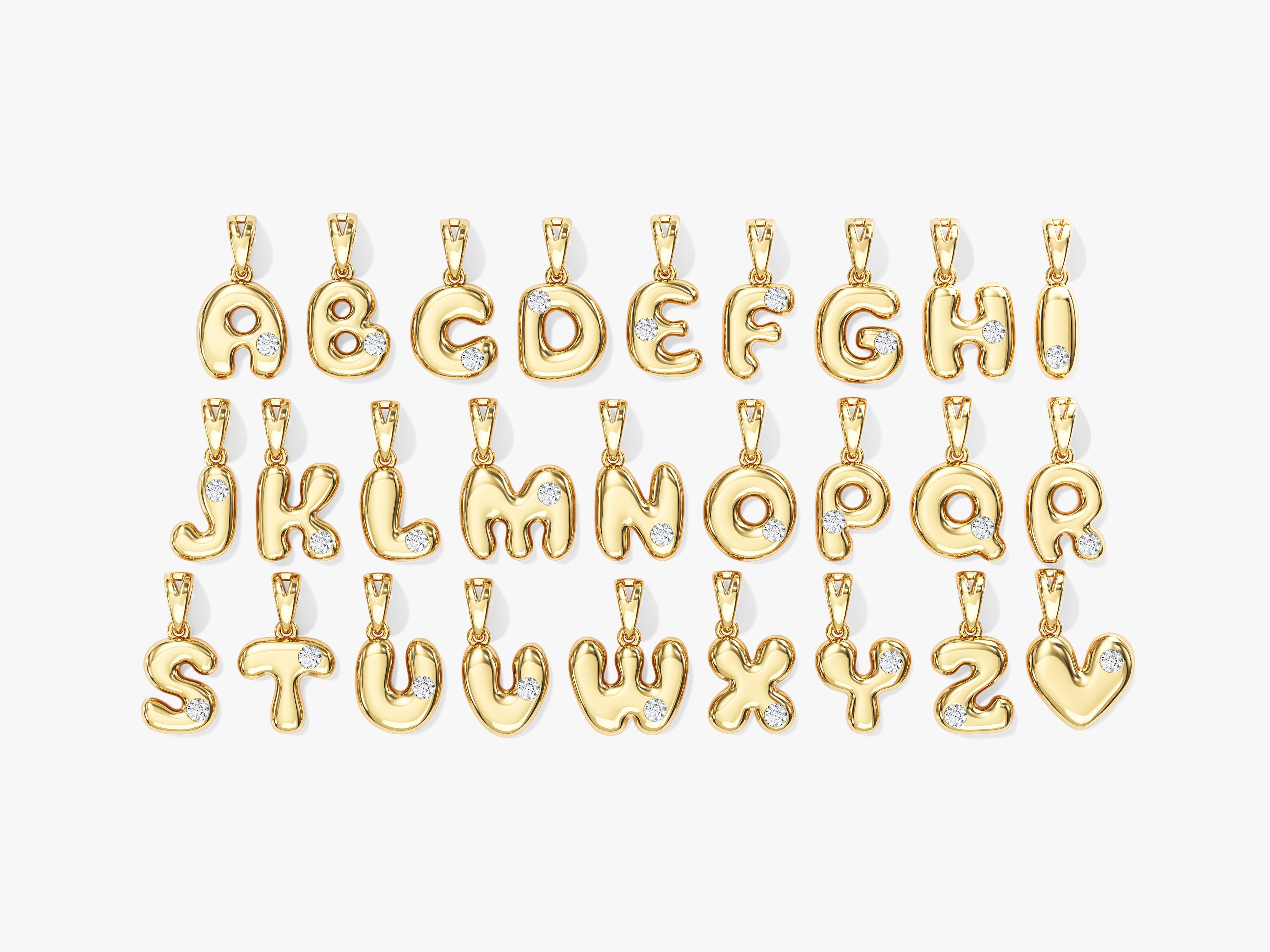 Gold alphabet letter charms with diamonds, jewelry pendants
