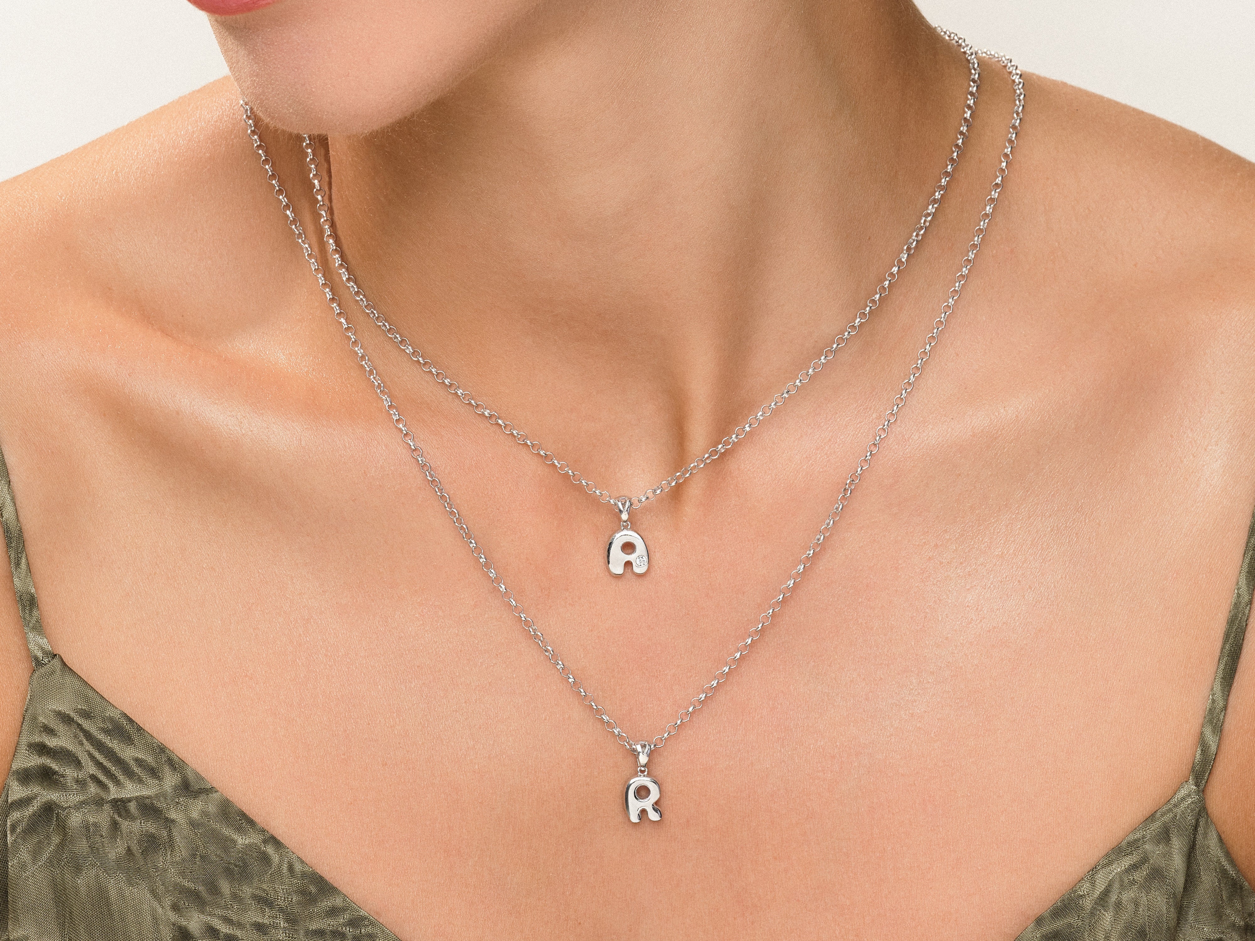 Diamond initial necklaces for women, personalized jewelry gift