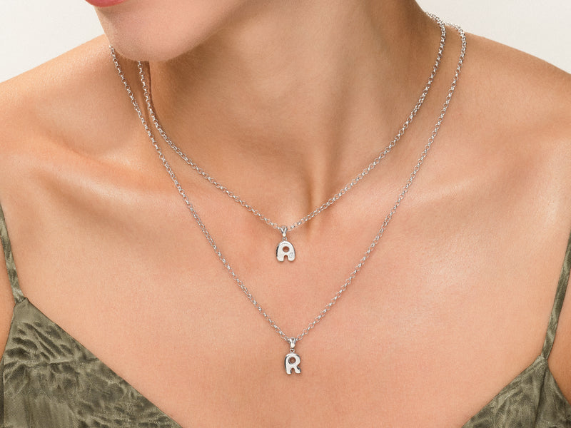 Bubble Initial Necklace with Gemstone
