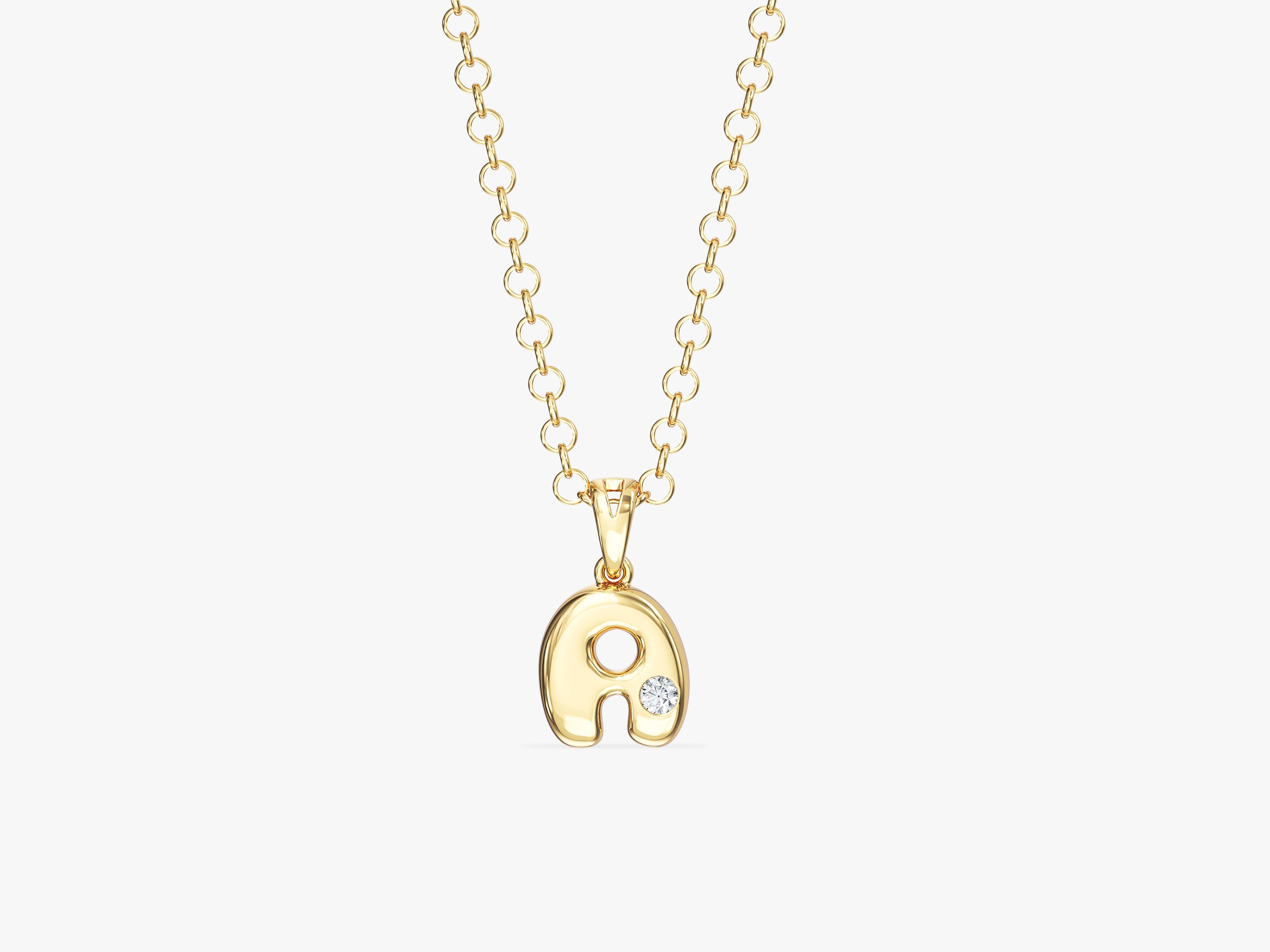 Gold letter A necklace with diamond accent jewelry
