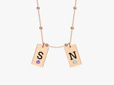 Initial Letter Tag Birthstone Necklace