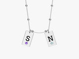 Initial Letter Tag Birthstone Necklace