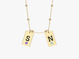 Initial Letter Tag Birthstone Necklace