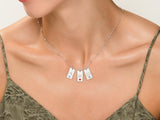 Initial Letter Tag Birthstone Necklace