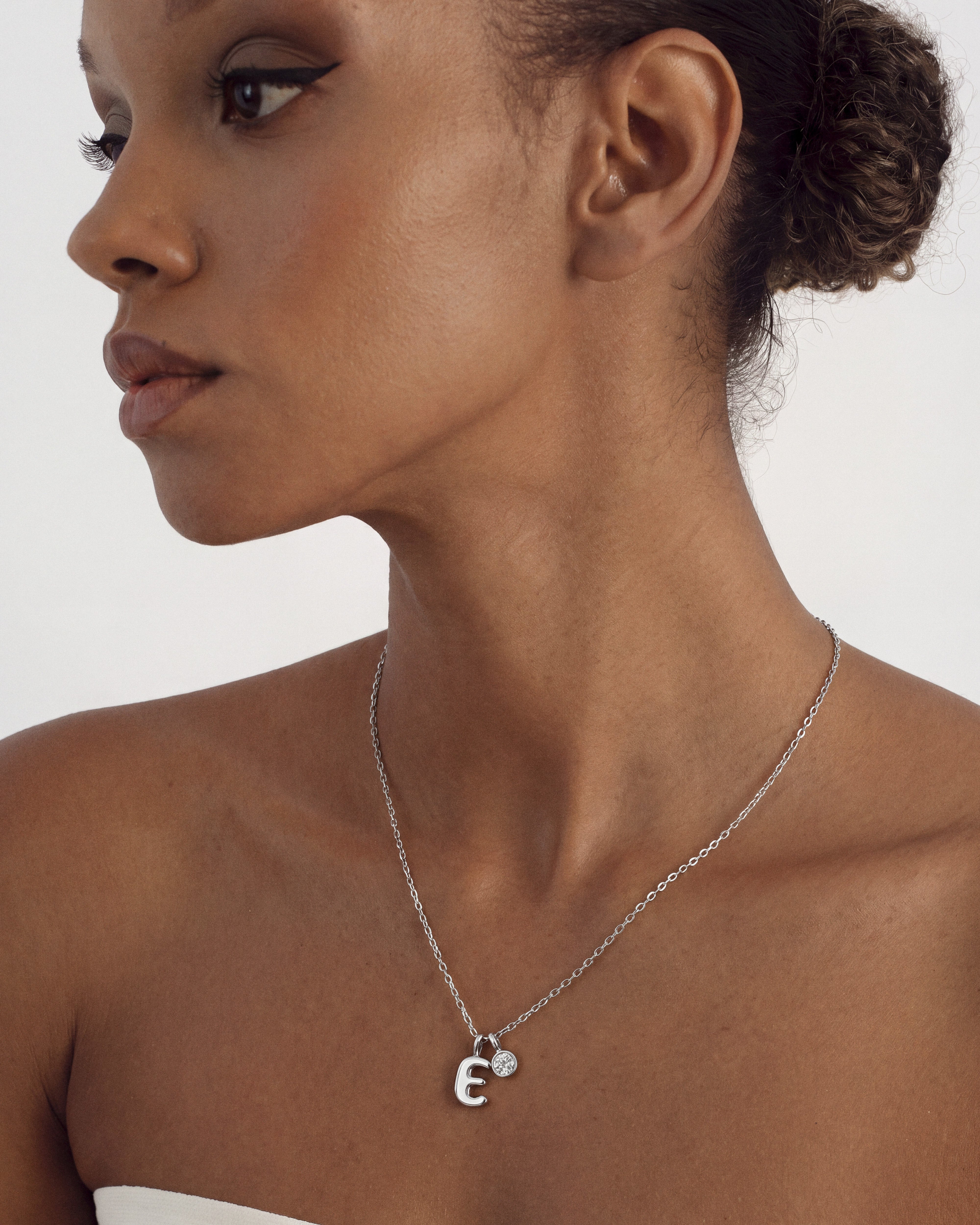 Initial Letter Birthstone Charm Necklace