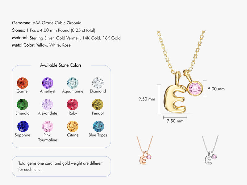 Initial Birthstone Charm Necklace