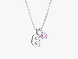 Initial Letter Birthstone Charm Necklace