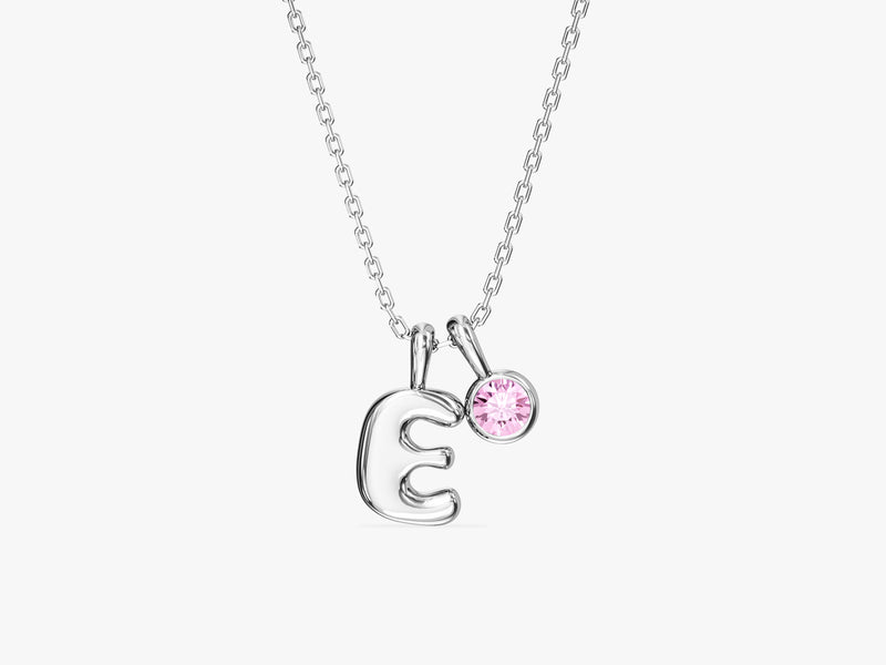 Initial Letter Birthstone Charm Necklace