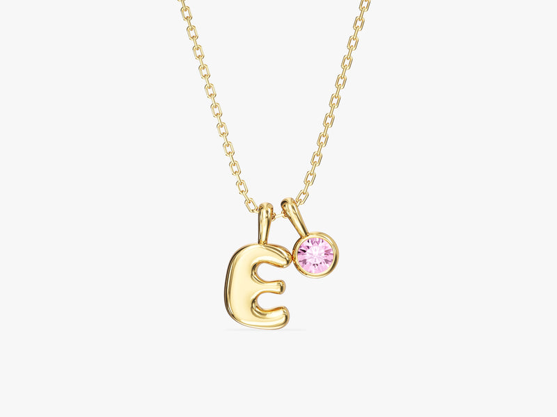 Initial Letter Birthstone Charm Necklace