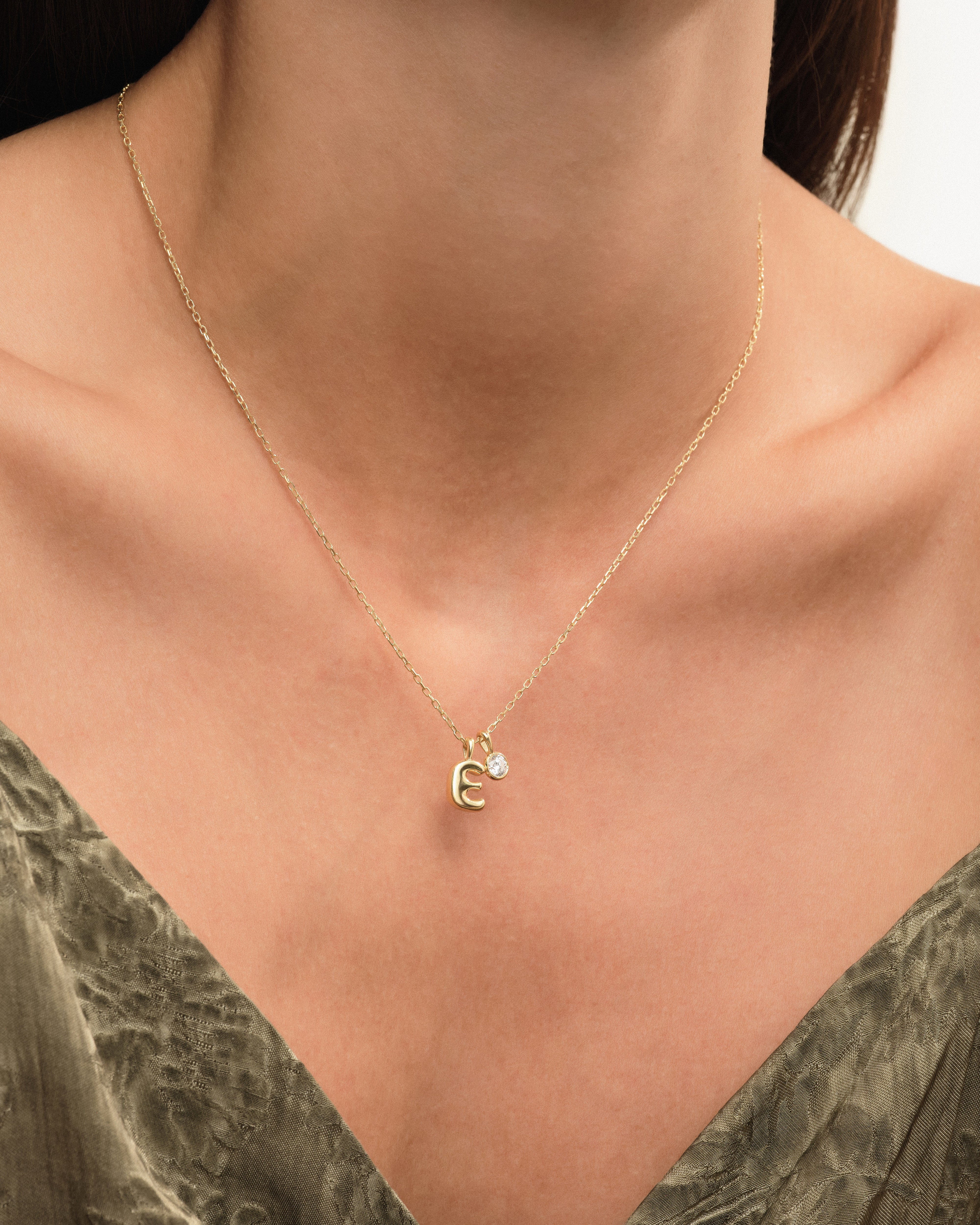 Initial Birthstone Charm Necklace