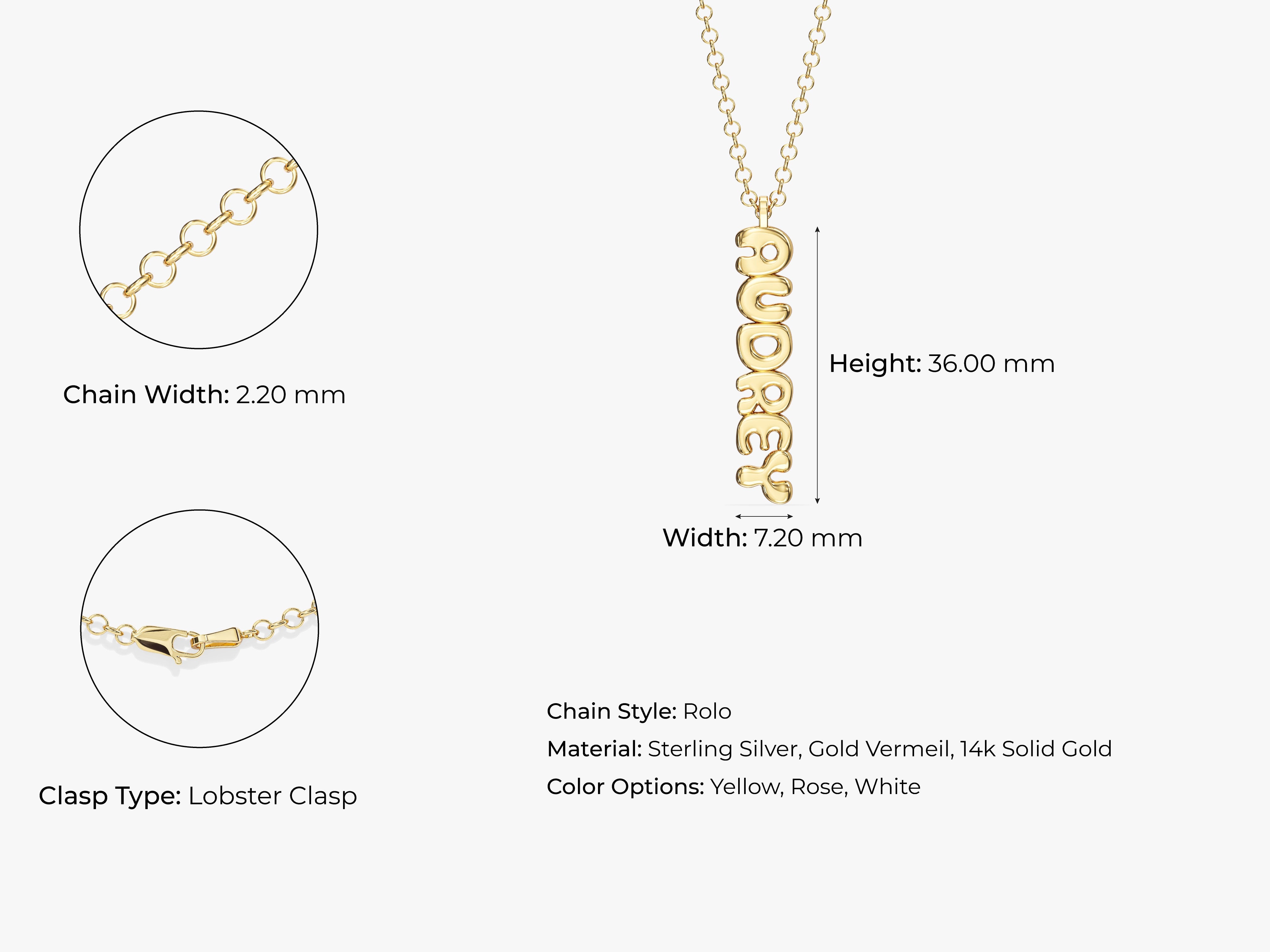 Gold name necklace Audrey, rolo chain, lobster clasp, sterling silver, gold vermeil