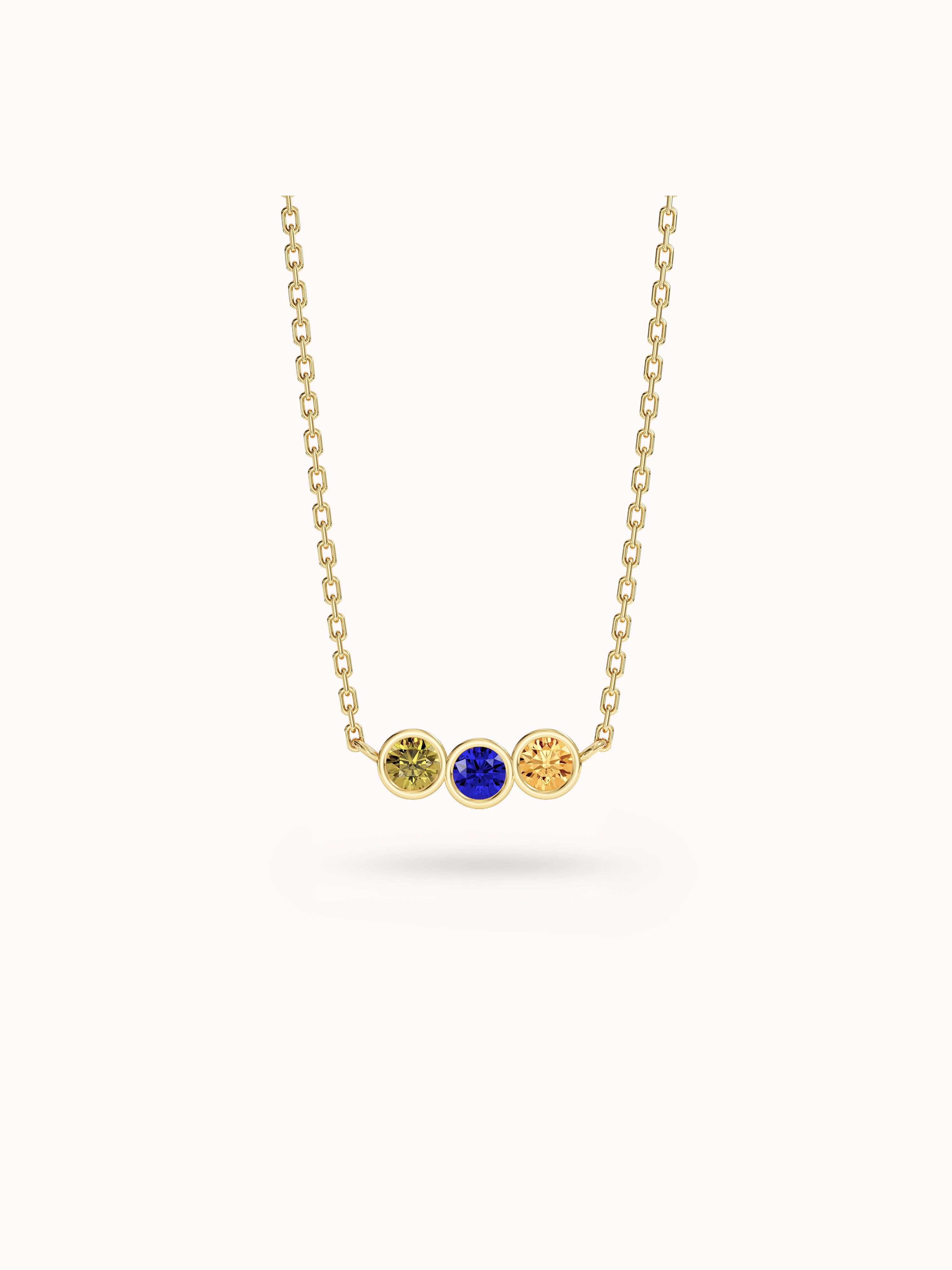 Bezel Set Round Birthstone Family Necklace