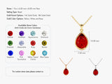 Bezel Set Pear Birthstone Pendant Necklace - Gold Vermeil