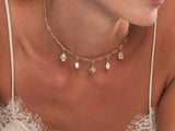 Gold chain necklace with charms, jewelry for women