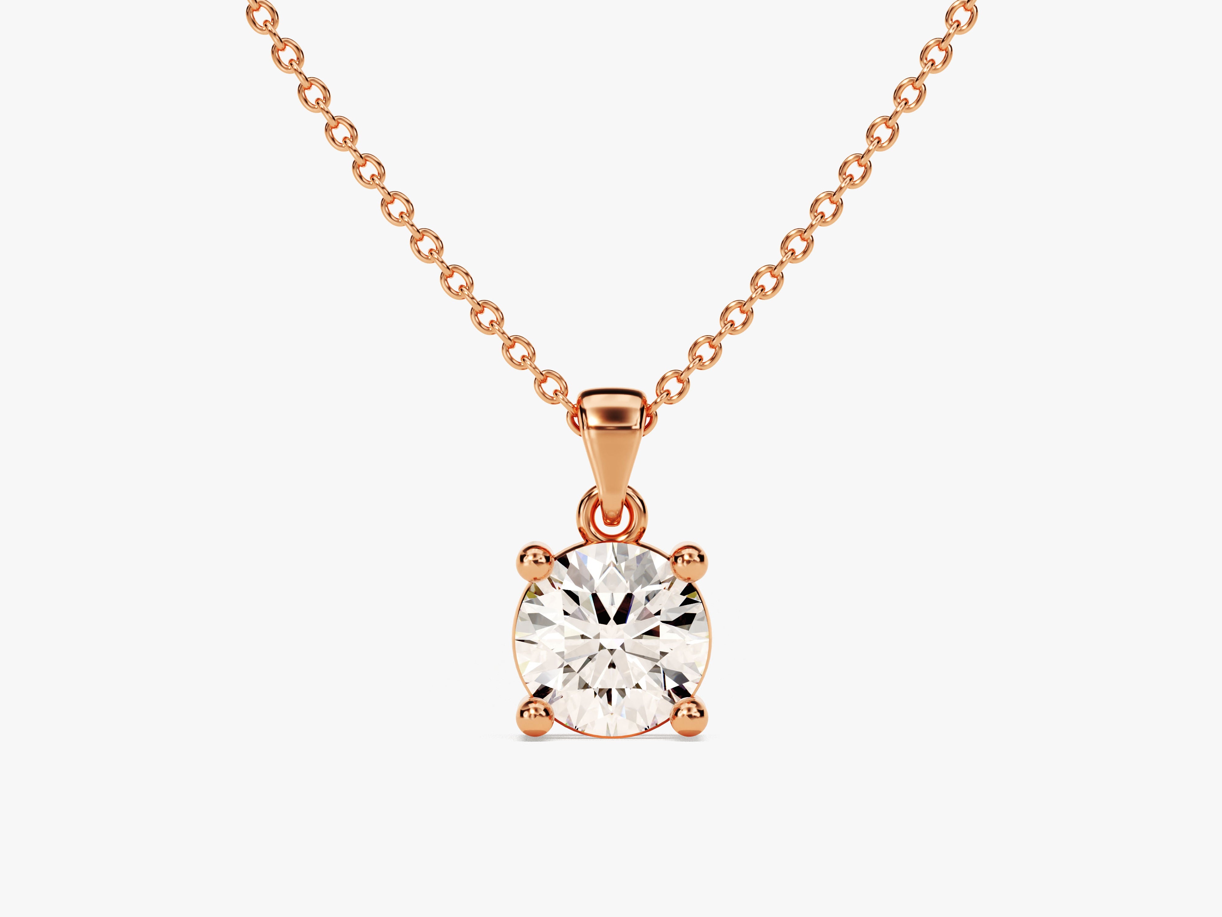 Rose gold diamond solitaire pendant necklace jewelry