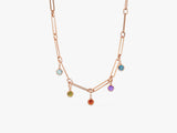 Paperclip Chain Bezel Birthstone Necklace
